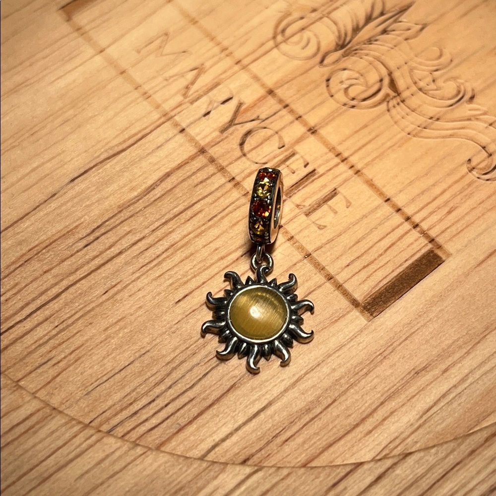 Solid Silver Sun Bracelet Charm